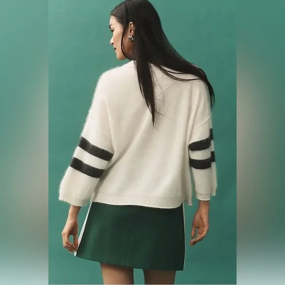 Maeve/Anthropologie Brushed Cashmere Boxy Crop Sweater in Ivory Size S. NWT - Picture 3 of 12